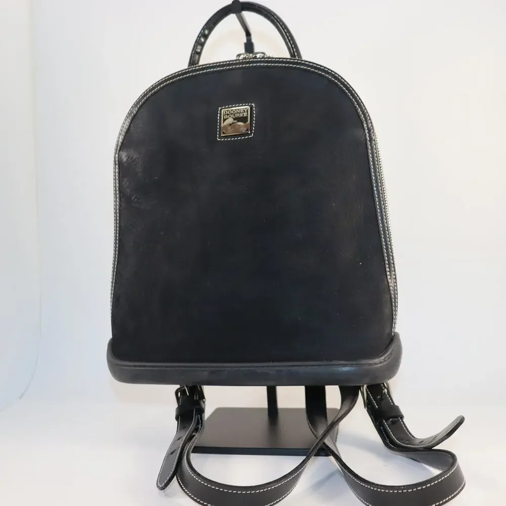 Vintage Dooney & Bourke Black Leather Backpack‎ Made in USA Duck Logo
